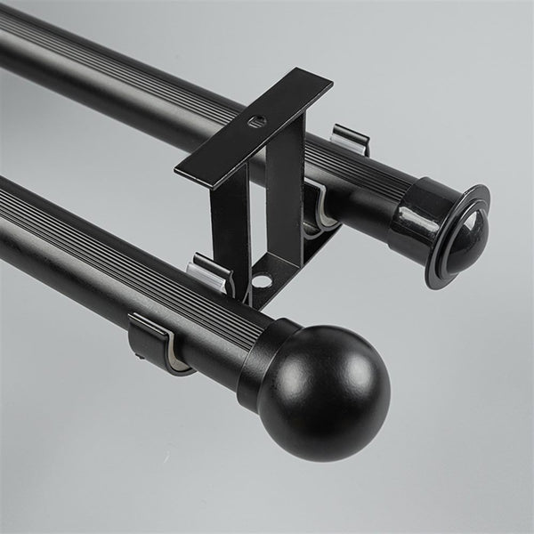 Black Ball End Bracket A option for modern heavy-duty decorative aluminium curtain rod set