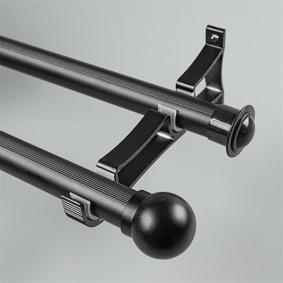 Black Ball End Bracket B option for modern heavy-duty decorative aluminium curtain rod set