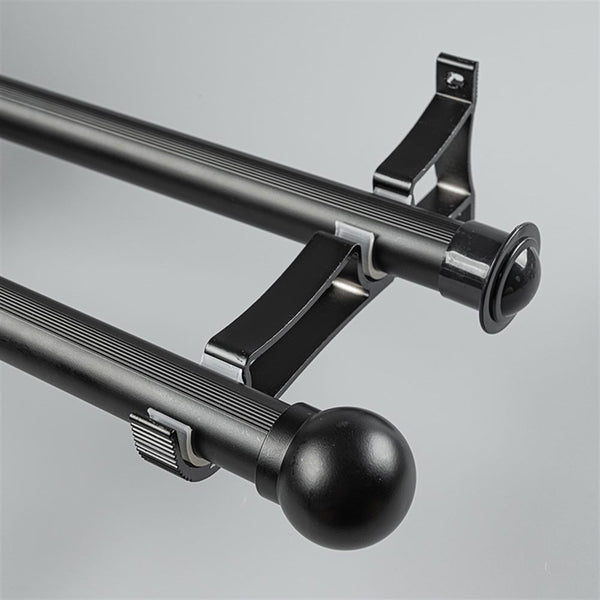 Black Ball End Bracket B option for modern heavy-duty decorative aluminium curtain rod set