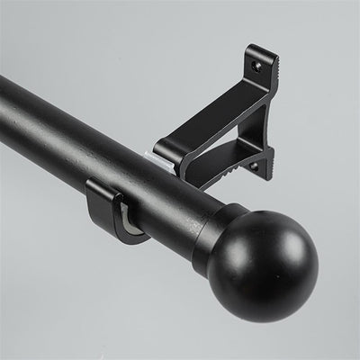 Black Ball End Bracket C option for modern heavy-duty decorative aluminium curtain rod set