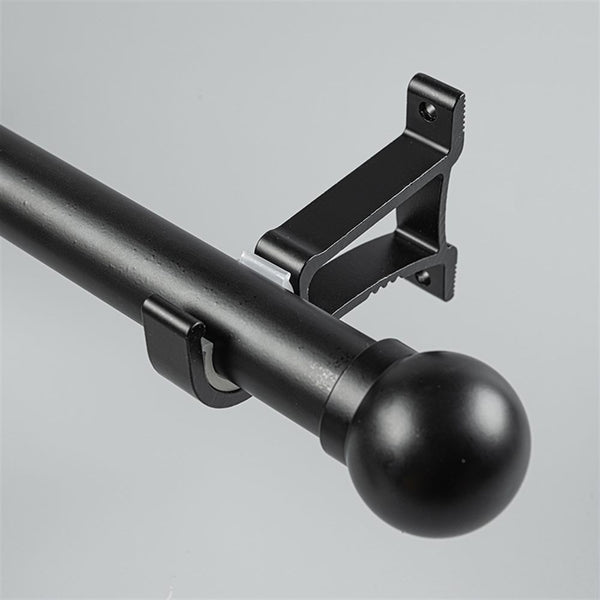 Black Ball End Bracket C option for modern heavy-duty decorative aluminium curtain rod set