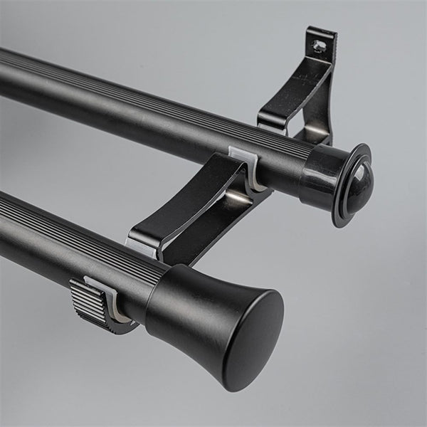 Black Cone End Bracket A option for modern heavy-duty decorative aluminium curtain rod set