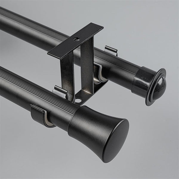 Black Cone End Bracket B option for modern heavy-duty decorative aluminium curtain rod set