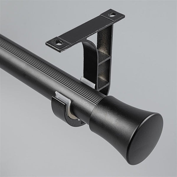 Black Cone End Bracket C option for modern heavy-duty decorative aluminium curtain rod set