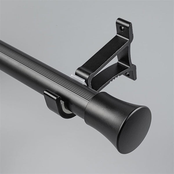 Black Cone End Bracket D option for modern heavy-duty decorative aluminium curtain rod set