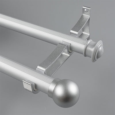 Silver Ball End Bracket B option for modern heavy-duty decorative aluminium curtain rod set