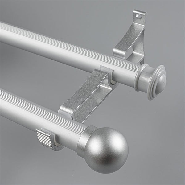 Silver Ball End Bracket B option for modern heavy-duty decorative aluminium curtain rod set