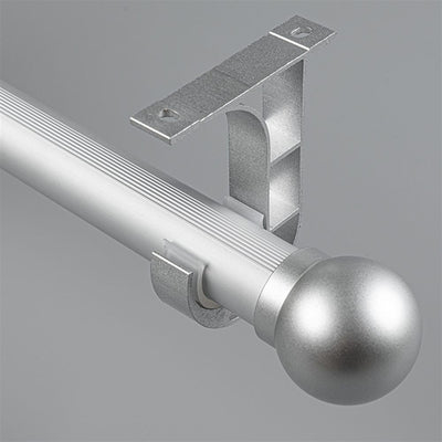 Silver Ball End Bracket C option for modern heavy-duty decorative aluminium curtain rod set