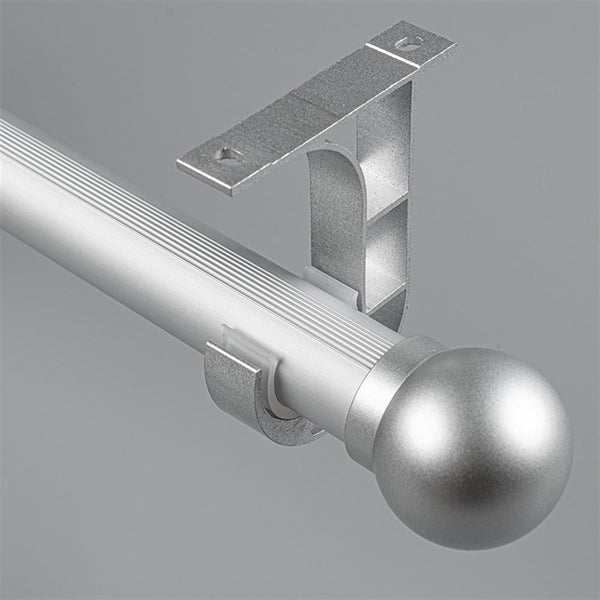Silver Ball End Bracket C option for modern heavy-duty decorative aluminium curtain rod set