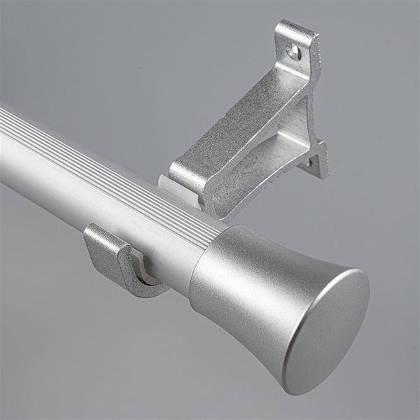 Silver Cone End Bracket C option for modern heavy-duty decorative aluminium curtain rod set