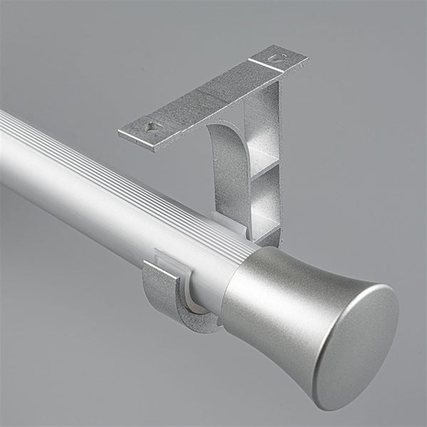 Silver Cone End Bracket D option for modern heavy-duty decorative aluminium curtain rod set
