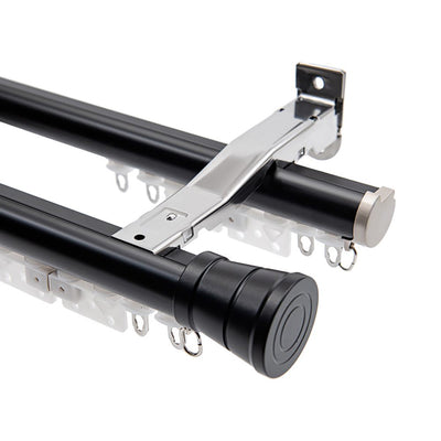 Premium 2-in-1 aluminium curtain pole and track system with silent decorative hardware - image 1