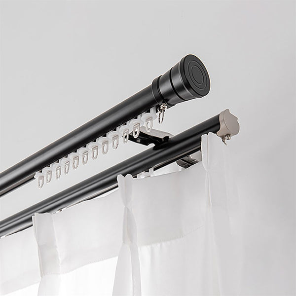 Premium 2-in-1 aluminium curtain pole and track system with silent decorative hardware - image 2