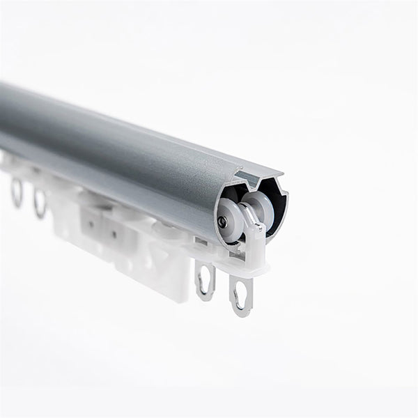 Premium 2-in-1 aluminium curtain pole and track system with silent decorative hardware - image 3