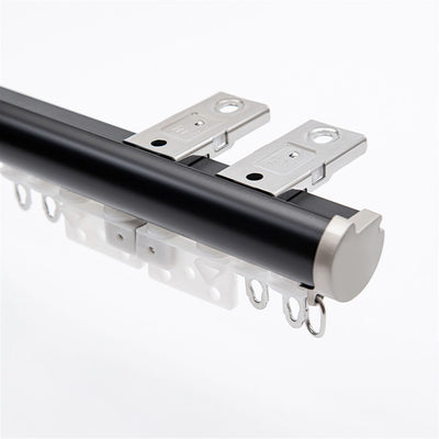 Matte Black Ceiling Plate option for premium 2-in-1 aluminium curtain pole and track system