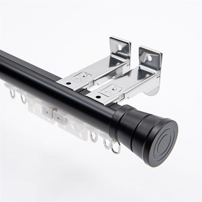 Matte Black Decorative End Cap option for premium 2-in-1 aluminium curtain pole and track system