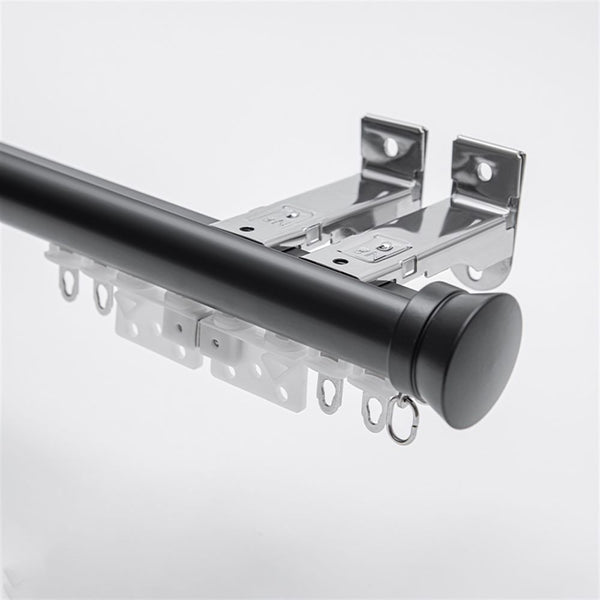 Matte Black Wall Bracket option for premium 2-in-1 aluminium curtain pole and track system