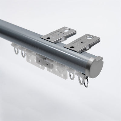 Silver Gray Ceiling Plate option for premium 2-in-1 aluminium curtain pole and track system