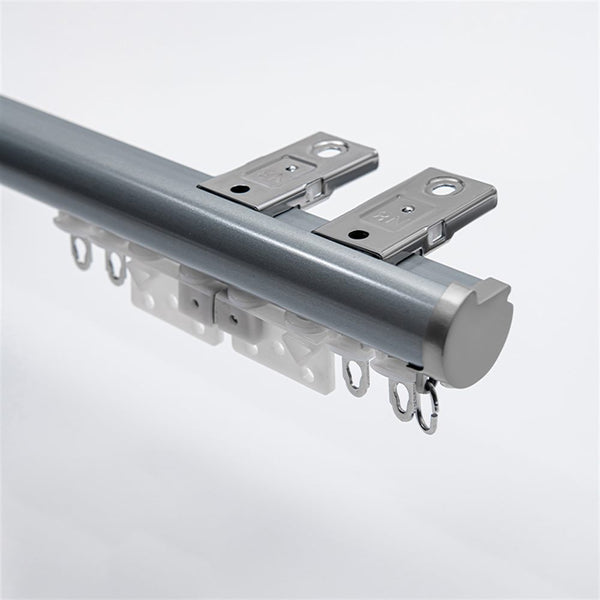 Silver Gray Ceiling Plate option for premium 2-in-1 aluminium curtain pole and track system