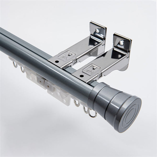 Silver Gray Decorative End Cap option for premium 2-in-1 aluminium curtain pole and track system
