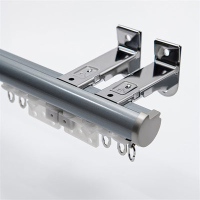 Silver Gray Wall/Ceiling Bracket option for premium 2-in-1 aluminium curtain pole and track system