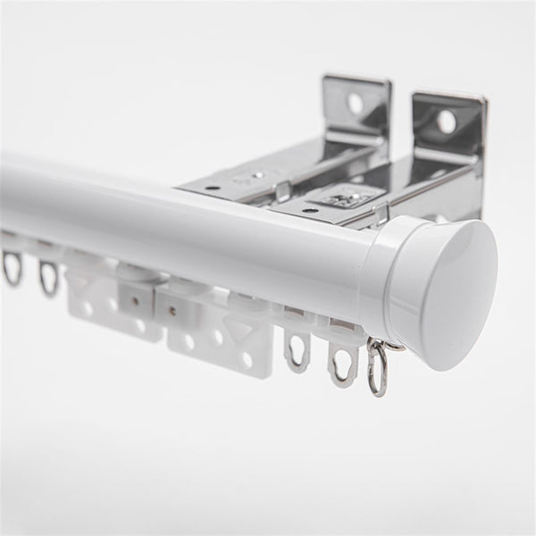 White Wall Bracket option for premium 2-in-1 aluminium curtain pole and track system