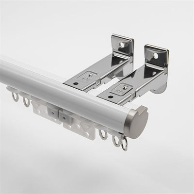 White Wall/Ceiling Bracket option for premium 2-in-1 aluminium curtain pole and track system