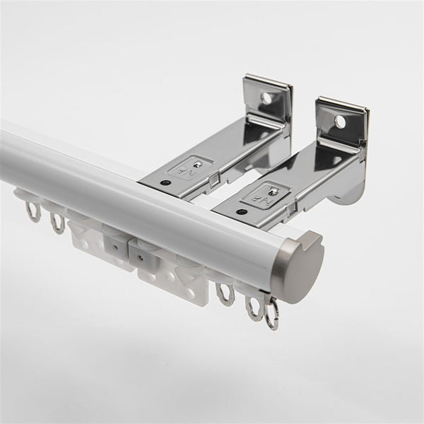 White Wall/Ceiling Bracket option for premium 2-in-1 aluminium curtain pole and track system