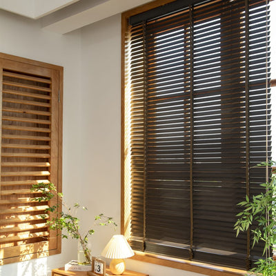 Premium 50mm basswood Venetian blinds with real wood slats in an interior setting - image 2