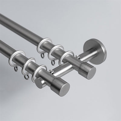 Brushed Silver Double Rod option for premium minimalist manganese steel curtain pole