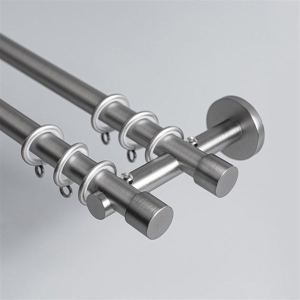 Brushed Silver Double Rod option for premium minimalist manganese steel curtain pole