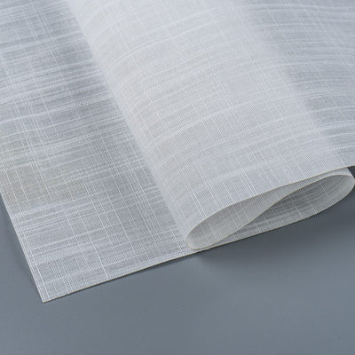 Privacy Filtering Embossed White fabric swatch for premium custom Roman blinds
