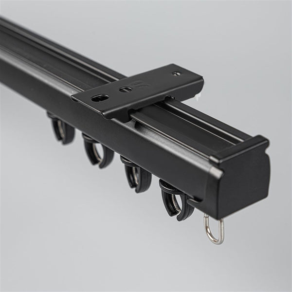 Black Single Track Ceiling Plate option for premium straight aluminium curtain track system