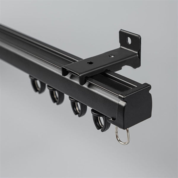 Black Single Track Wall Bracket option for premium straight aluminium curtain track system